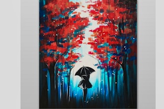 Virtual Paint Nite: Red Forest Black Umbrella